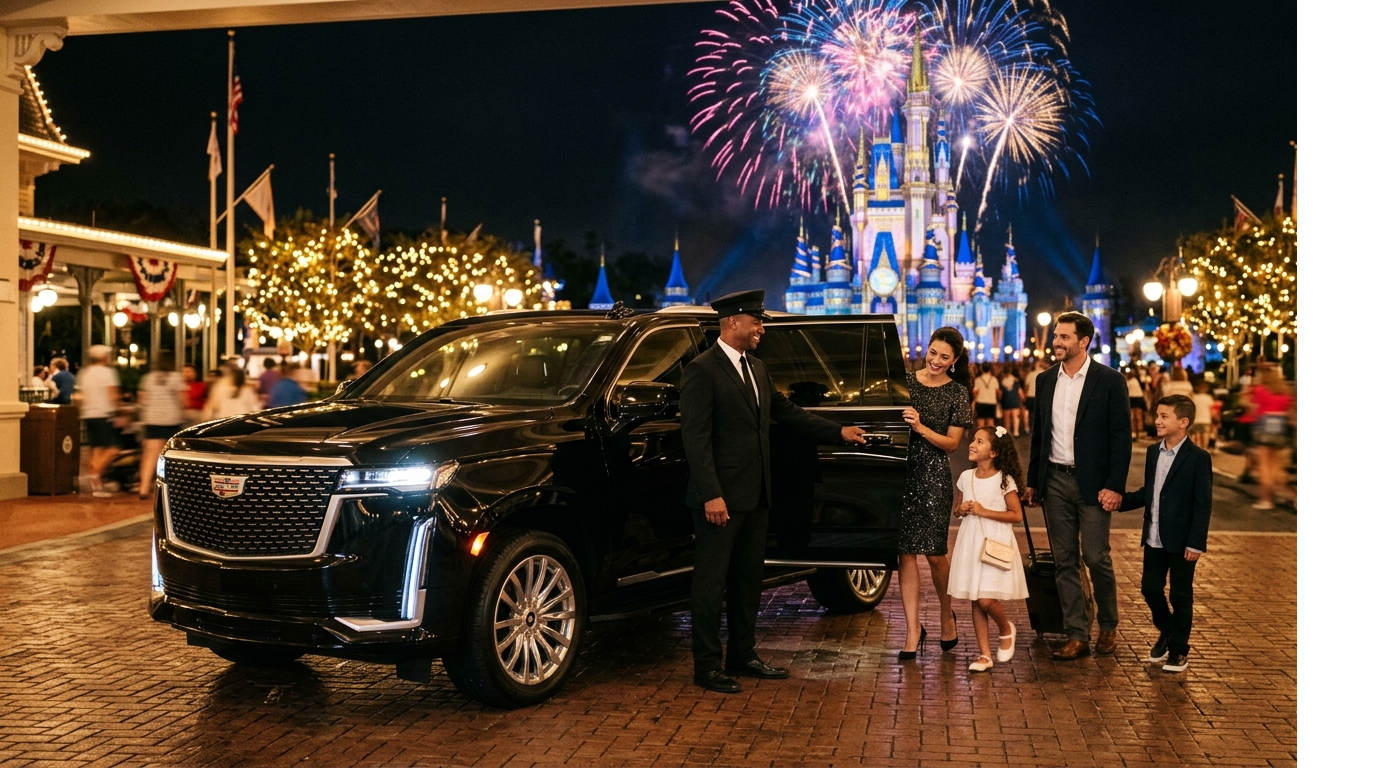 Orlando Executive Car Service VIP Cadillac Escalade at Magic Kingdom Walt Disney World